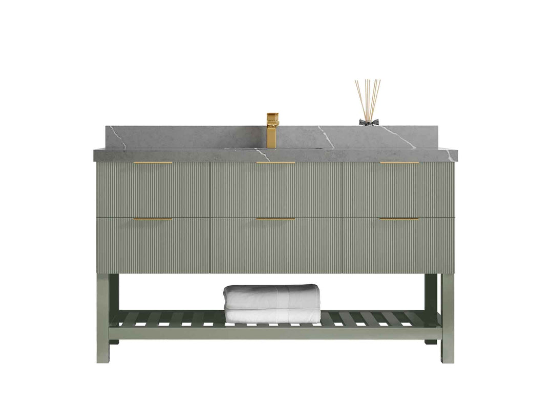 Catalina 60 in W x 22 in D Free Standing Reeded Single Sink Bathroom Vanity - Willow Bath and Vanity