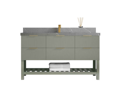 Catalina 60 in W x 22 in D Free Standing Reeded Single Sink Bathroom Vanity - Willow Bath and Vanity