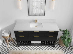 Catalina 60 in W x 22 in D Free Standing Reeded Single Sink Bathroom Vanity - photo 20