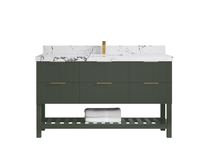 Catalina 60 in W x 22 in D Free Standing Reeded Single Sink Bathroom Vanity - photo 38