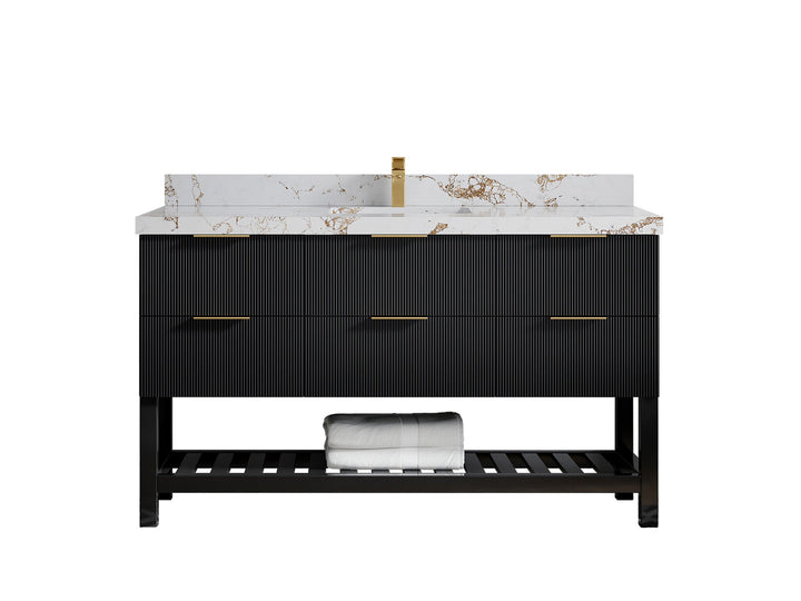 Catalina 60 in W x 22 in D Free Standing Reeded Single Sink Bathroom Vanity - photo 41