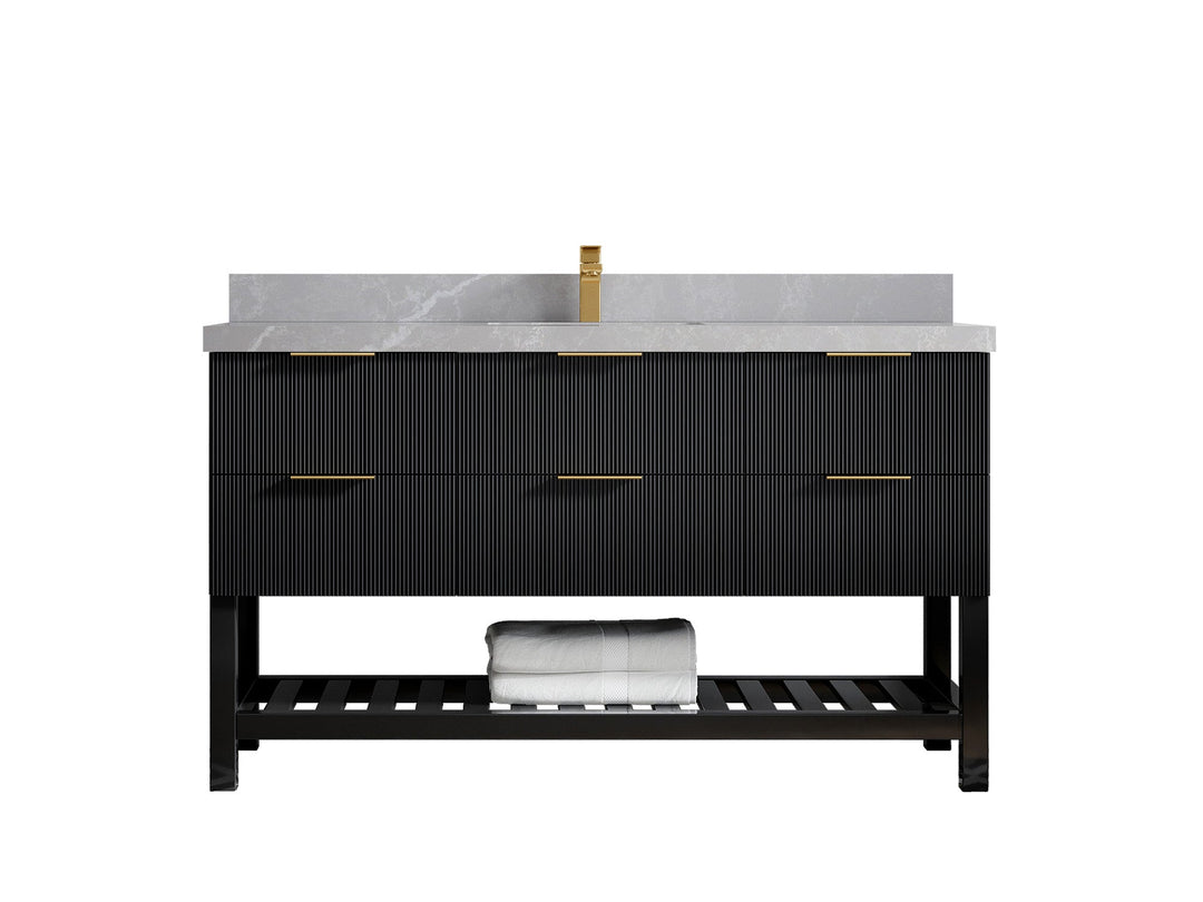 Catalina 60 in W x 22 in D Free Standing Reeded Single Sink Bathroom Vanity - Willow Bath and Vanity