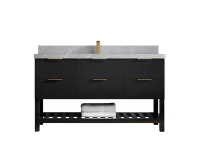 Catalina 60 in W x 22 in D Free Standing Reeded Single Sink Bathroom Vanity - Willow Bath and Vanity