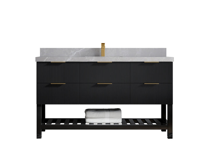 Catalina 60 in W x 22 in D Free Standing Reeded Single Sink Bathroom Vanity - photo 41