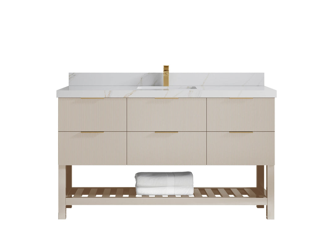 Catalina 60 in W x 22 in D Free Standing Reeded Single Sink Bathroom Vanity - Willow Bath and Vanity