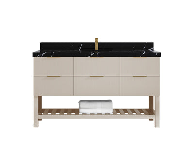 Catalina 60 in W x 22 in D Free Standing Reeded Single Sink Bathroom Vanity - Willow Bath and Vanity