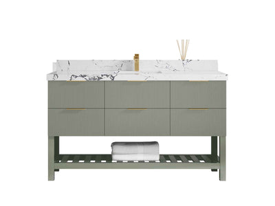 Catalina 60 in W x 22 in D Free Standing Reeded Single Sink Bathroom Vanity - Willow Bath and Vanity