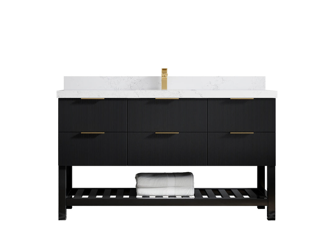 Catalina 60 in W x 22 in D Free Standing Reeded Single Sink Bathroom Vanity - Willow Bath and Vanity