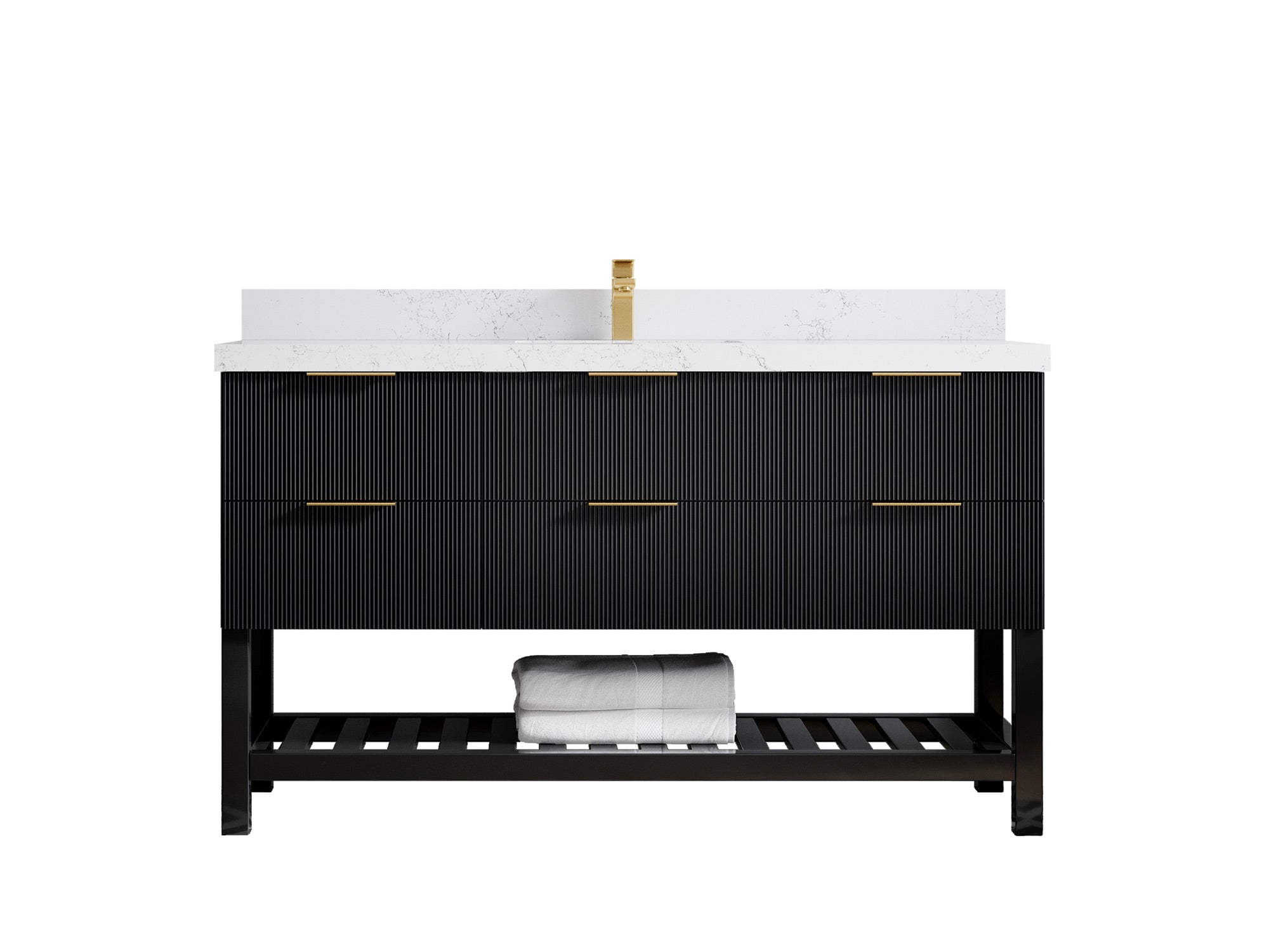 Catalina 60 in W x 22 in D Free Standing Reeded Single Sink Bathroom Vanity - Willow Bath and Vanity