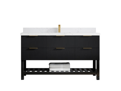 Catalina 60 in W x 22 in D Free Standing Reeded Single Sink Bathroom Vanity - Willow Bath and Vanity