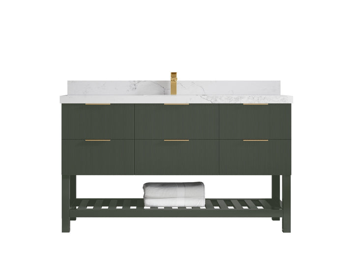 Catalina 60 in W x 22 in D Free Standing Reeded Single Sink Bathroom Vanity - photo 24