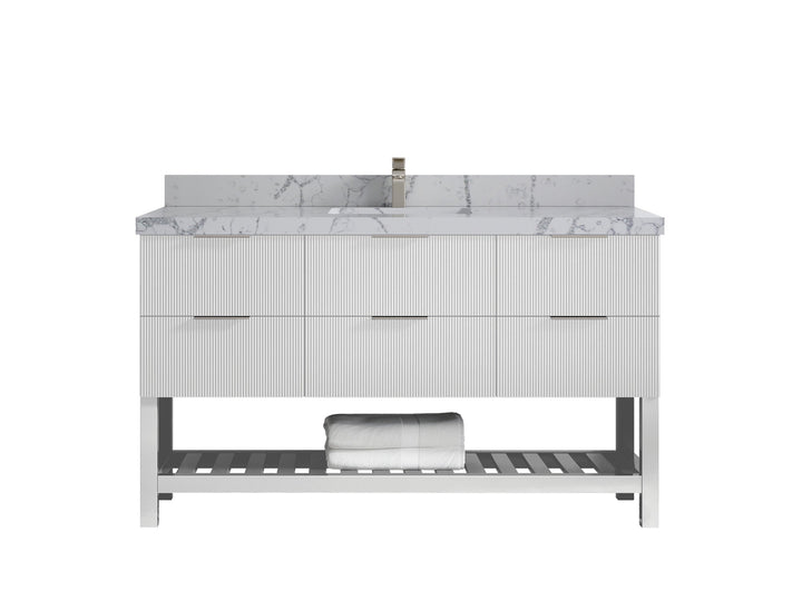 Catalina 60 in W x 22 in D Free Standing Reeded Single Sink Bathroom Vanity - photo 41