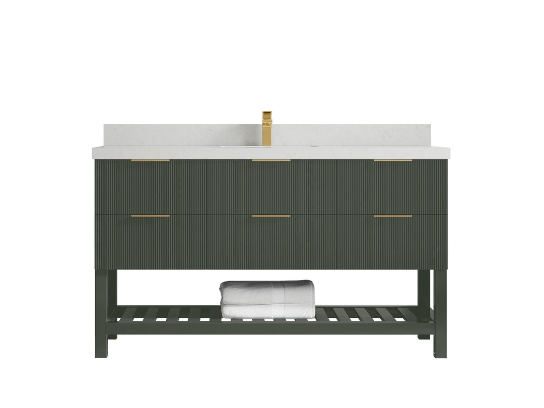 Catalina 60 in W x 22 in D Free Standing Reeded Single Sink Bathroom Vanity - Willow Bath and Vanity