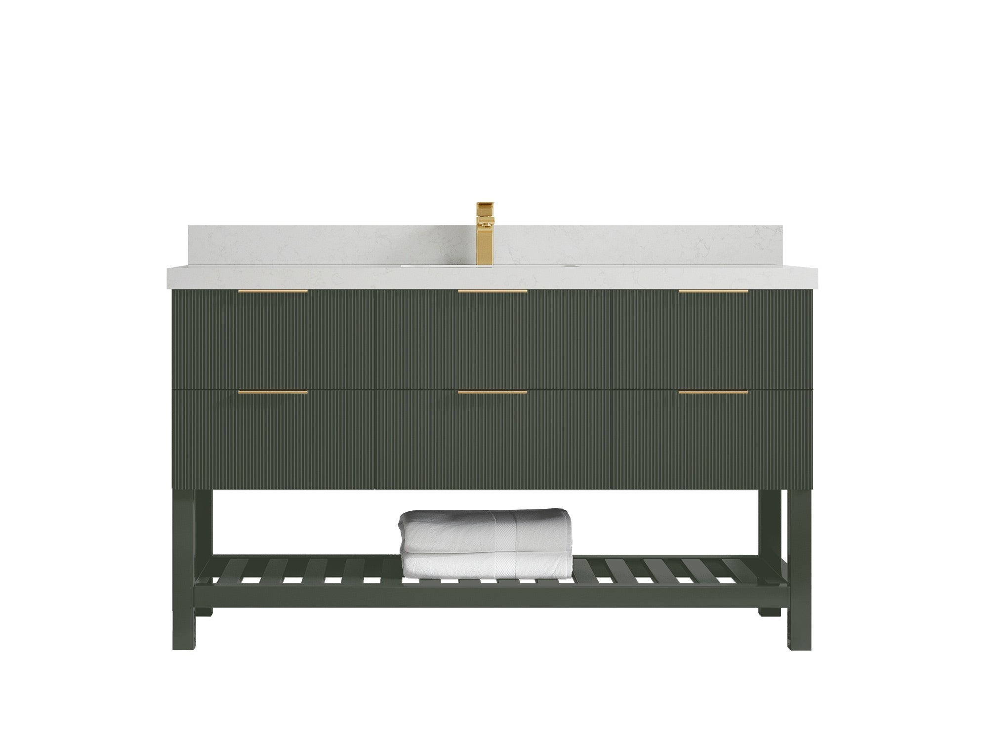 Catalina 60 in W x 22 in D Free Standing Reeded Single Sink Bathroom Vanity - Willow Bath and Vanity