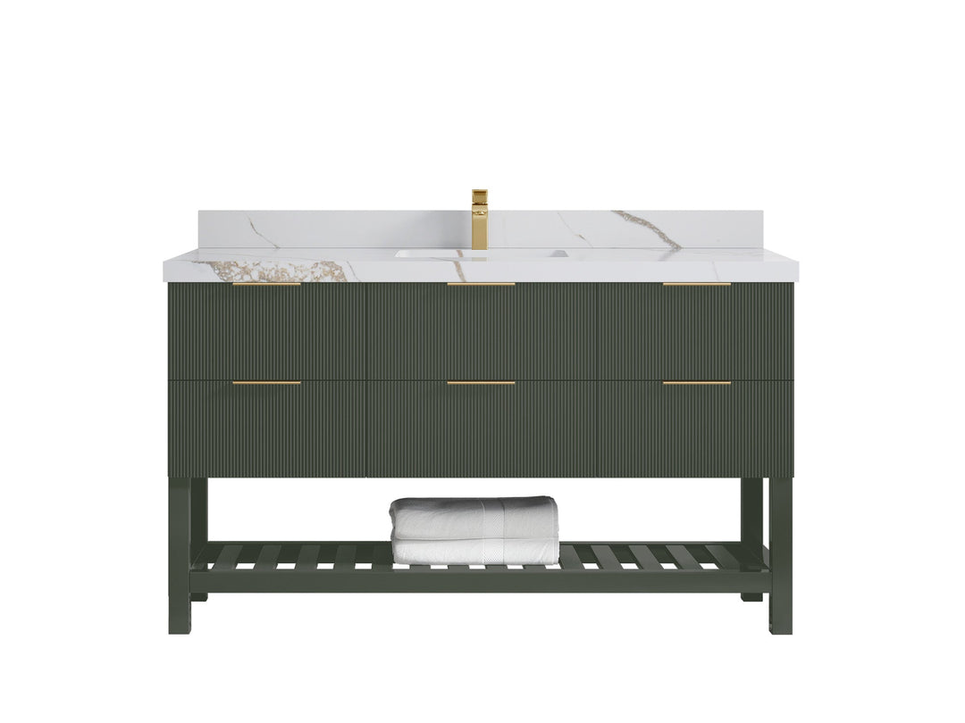 Catalina 60 in W x 22 in D Free Standing Reeded Single Sink Bathroom Vanity - Willow Bath and Vanity