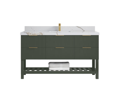 Catalina 60 in W x 22 in D Free Standing Reeded Single Sink Bathroom Vanity - Willow Bath and Vanity