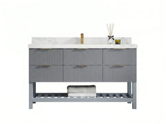 Catalina 60 in W x 22 in D Free Standing Reeded Single Sink Bathroom Vanity - photo 1
