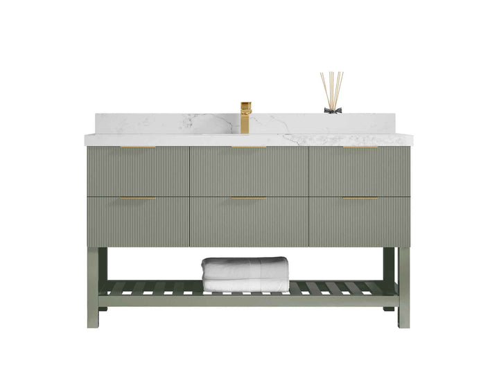 Catalina 60 in W x 22 in D Free Standing Reeded Single Sink Bathroom Vanity - photo 18
