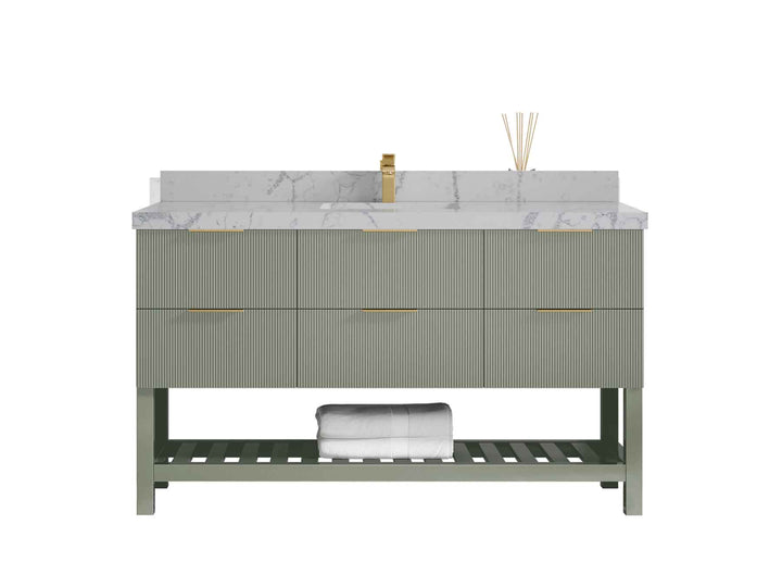 Catalina 60 in W x 22 in D Free Standing Reeded Single Sink Bathroom Vanity - photo 38