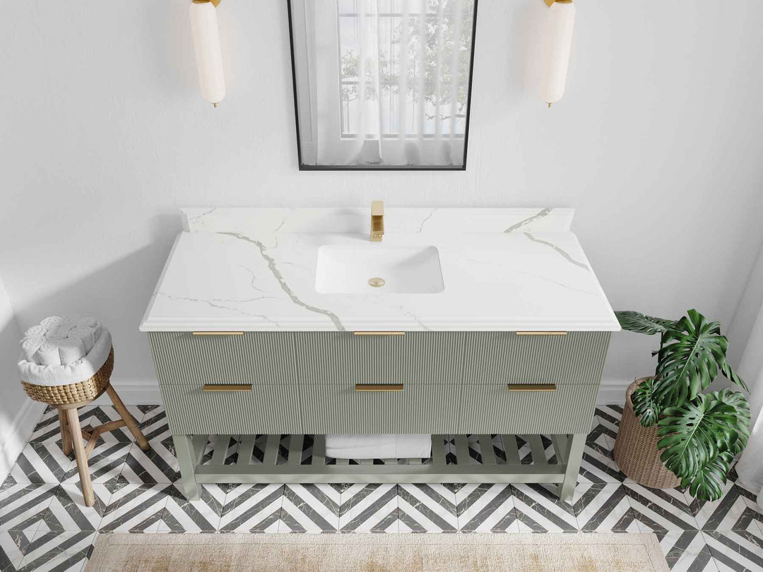 Catalina 60 in W x 22 in D Free Standing Reeded Single Sink Bathroom Vanity - Willow Bath and Vanity