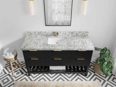 Catalina 60 in W x 22 in D Free Standing Reeded Single Sink Bathroom Vanity - Willow Bath and Vanity