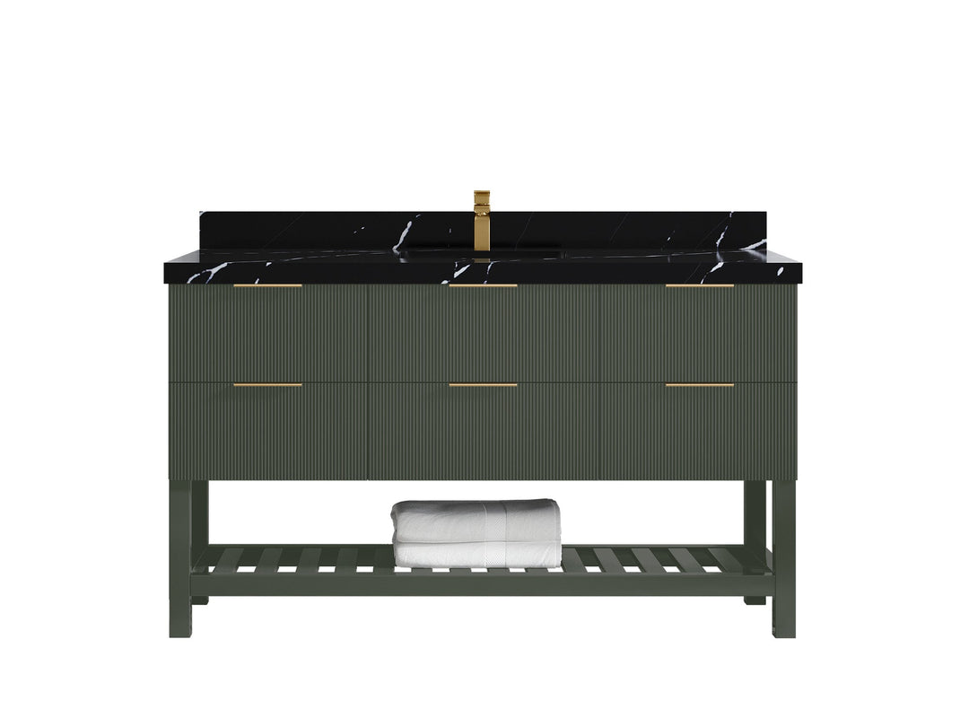 Catalina 60 in W x 22 in D Free Standing Reeded Single Sink Bathroom Vanity - Willow Bath and Vanity