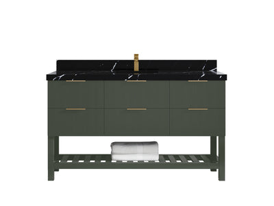 Catalina 60 in W x 22 in D Free Standing Reeded Single Sink Bathroom Vanity - Willow Bath and Vanity