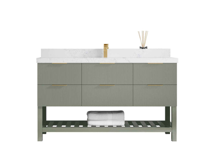 Catalina 60 in W x 22 in D Free Standing Reeded Single Sink Bathroom Vanity - photo 26