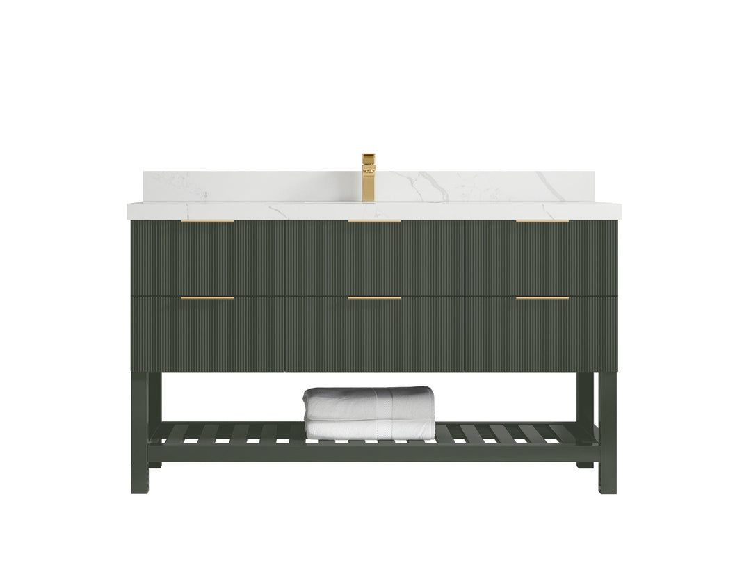 Catalina 60 in W x 22 in D Free Standing Reeded Single Sink Bathroom Vanity - Willow Bath and Vanity