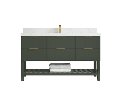 Catalina 60 in W x 22 in D Free Standing Reeded Single Sink Bathroom Vanity - Willow Bath and Vanity