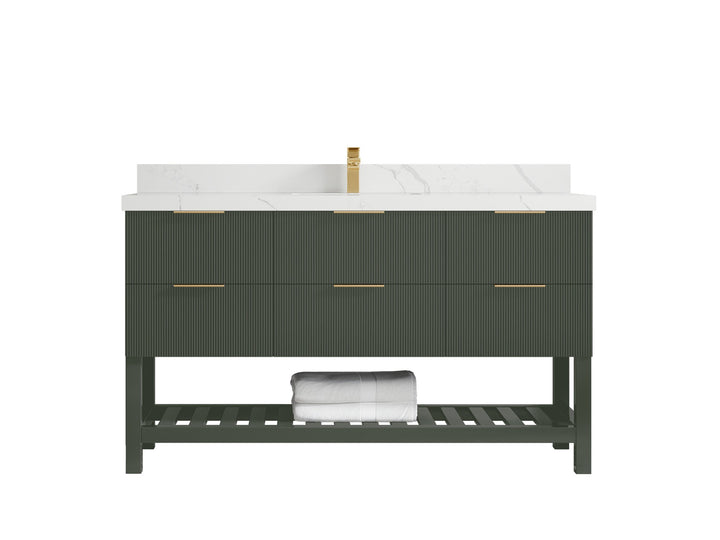 Catalina 60 in W x 22 in D Free Standing Reeded Single Sink Bathroom Vanity - photo 22