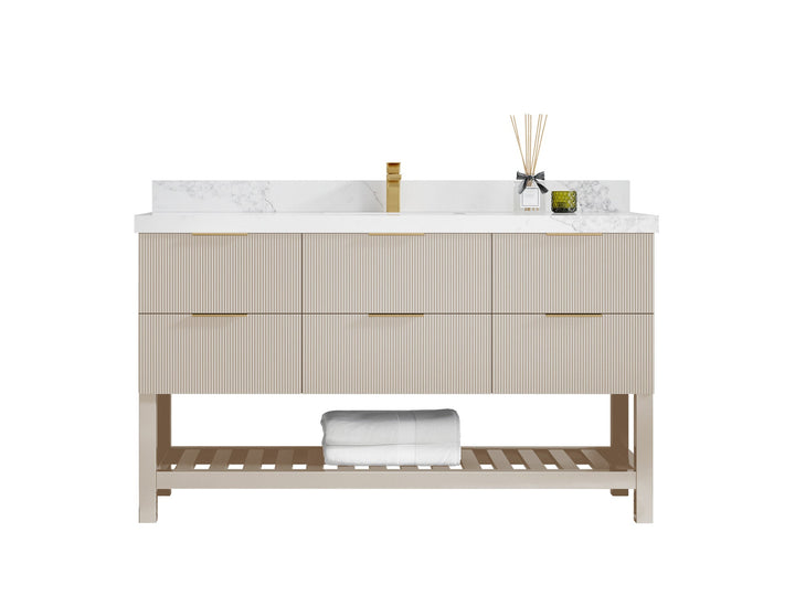Catalina 60 in W x 22 in D Free Standing Reeded Single Sink Bathroom Vanity - photo 1