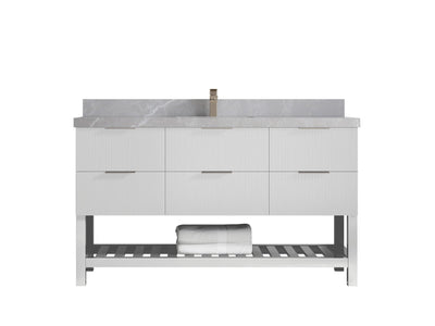 Catalina 60 in W x 22 in D Free Standing Reeded Single Sink Bathroom Vanity - Willow Bath and Vanity
