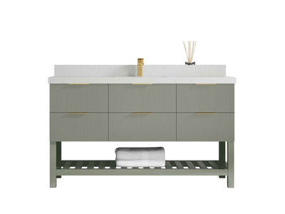 Catalina 60 in W x 22 in D Free Standing Reeded Single Sink Bathroom Vanity - Willow Bath and Vanity