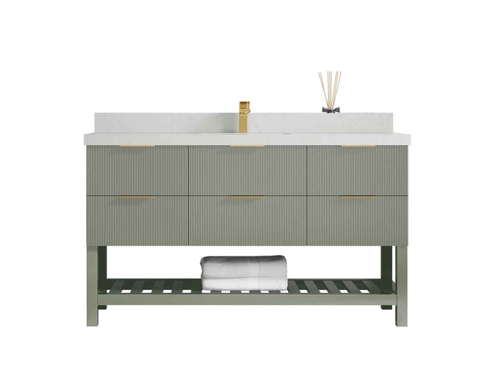 Catalina 60 in W x 22 in D Free Standing Reeded Single Sink Bathroom Vanity - photo 10