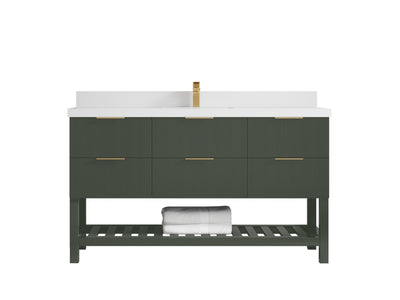 Catalina 60 in W x 22 in D Free Standing Reeded Single Sink Bathroom Vanity - Willow Bath and Vanity