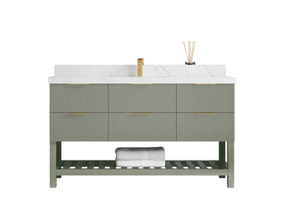Catalina 60 in W x 22 in D Free Standing Reeded Single Sink Bathroom Vanity - Willow Bath and Vanity