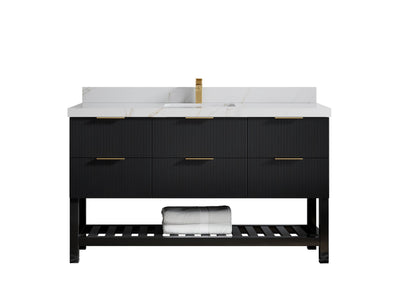 Catalina 60 in W x 22 in D Free Standing Reeded Single Sink Bathroom Vanity - Willow Bath and Vanity