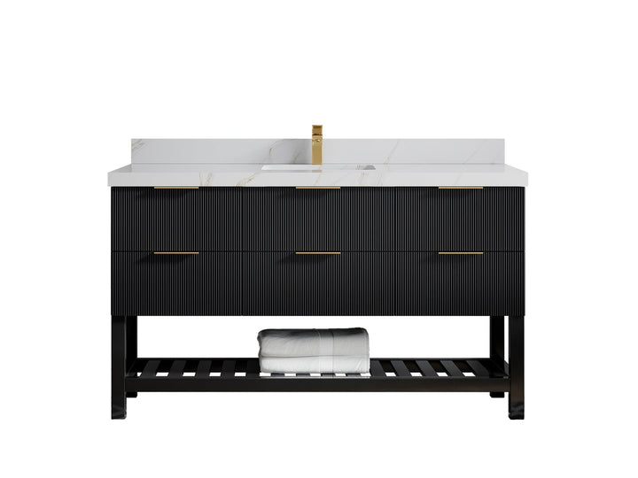 Catalina 60 in W x 22 in D Free Standing Reeded Single Sink Bathroom Vanity - photo 19