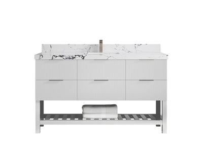 Catalina 60 in W x 22 in D Free Standing Reeded Single Sink Bathroom Vanity - Willow Bath and Vanity