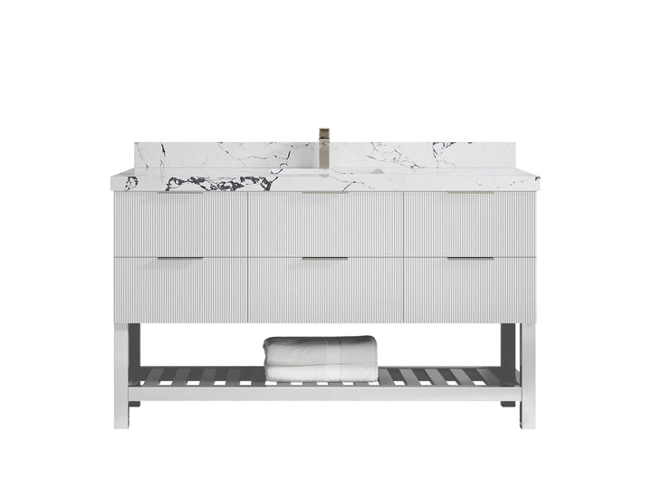 Catalina 60 in W x 22 in D Free Standing Reeded Single Sink Bathroom Vanity - photo 39