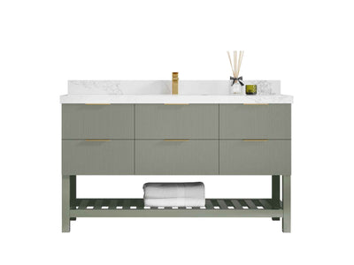 Catalina 60 in W x 22 in D Free Standing Reeded Single Sink Bathroom Vanity - Willow Bath and Vanity