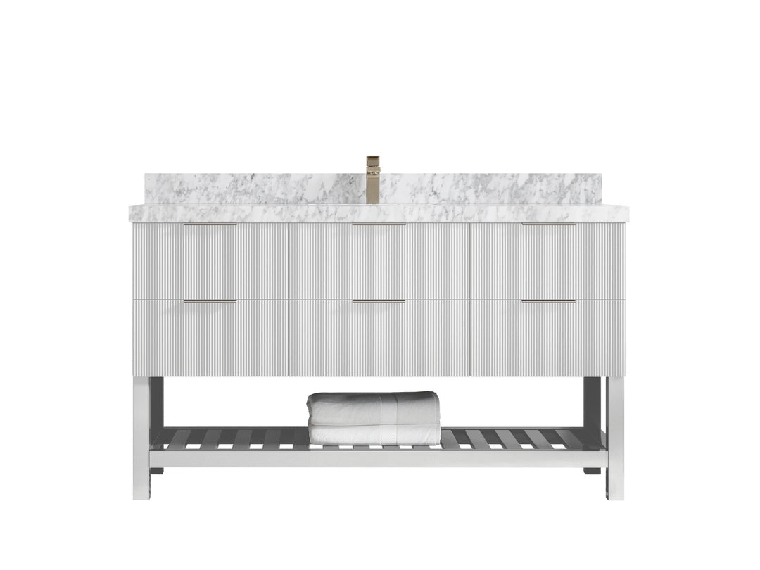 Catalina 60 in W x 22 in D Free Standing Reeded Single Sink Bathroom Vanity - Willow Bath and Vanity
