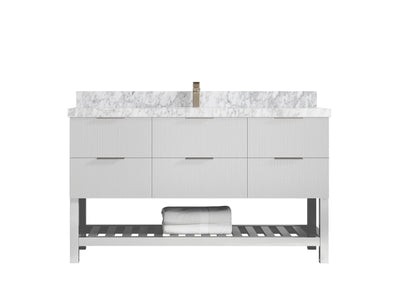 Catalina 60 in W x 22 in D Free Standing Reeded Single Sink Bathroom Vanity - Willow Bath and Vanity