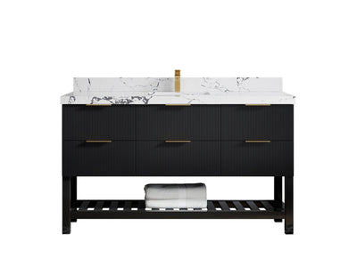 Catalina 60 in W x 22 in D Free Standing Reeded Single Sink Bathroom Vanity - Willow Bath and Vanity