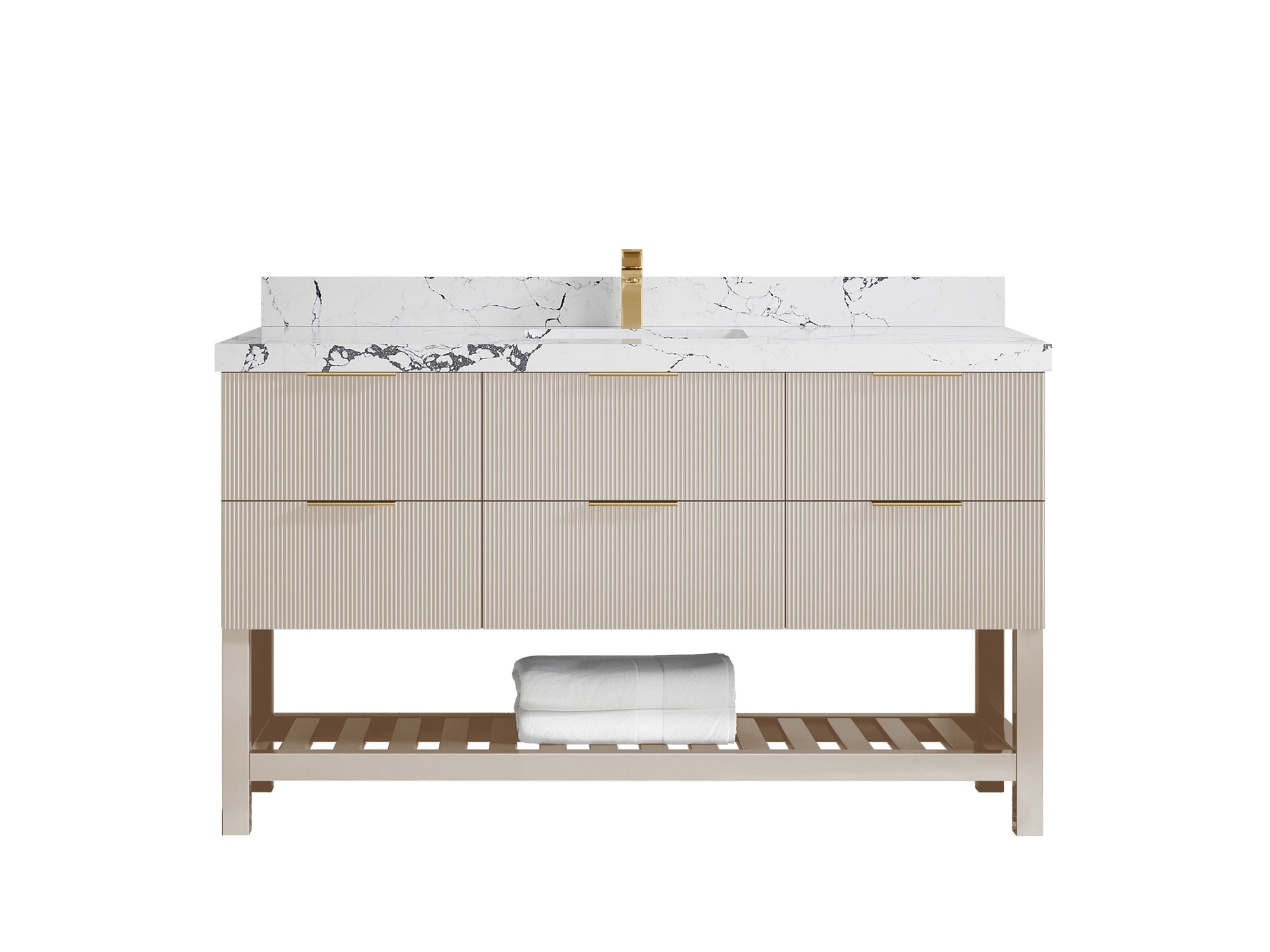 Catalina 60 in W x 22 in D Free Standing Reeded Single Sink Bathroom Vanity - Willow Bath and Vanity