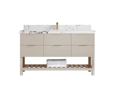 Catalina 60 in W x 22 in D Free Standing Reeded Single Sink Bathroom Vanity - Willow Bath and Vanity