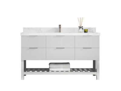 Catalina 60 in W x 22 in D Free Standing Reeded Single Sink Bathroom Vanity - Willow Bath and Vanity