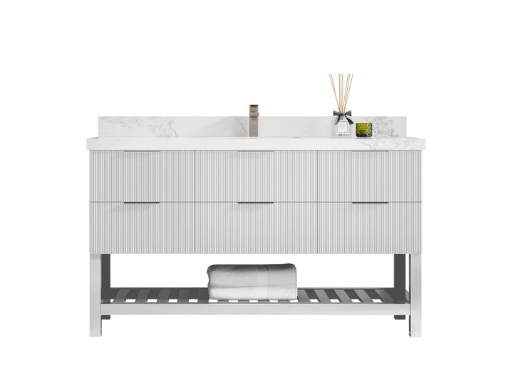 Catalina 60 in W x 22 in D Free Standing Reeded Single Sink Bathroom Vanity - photo 1