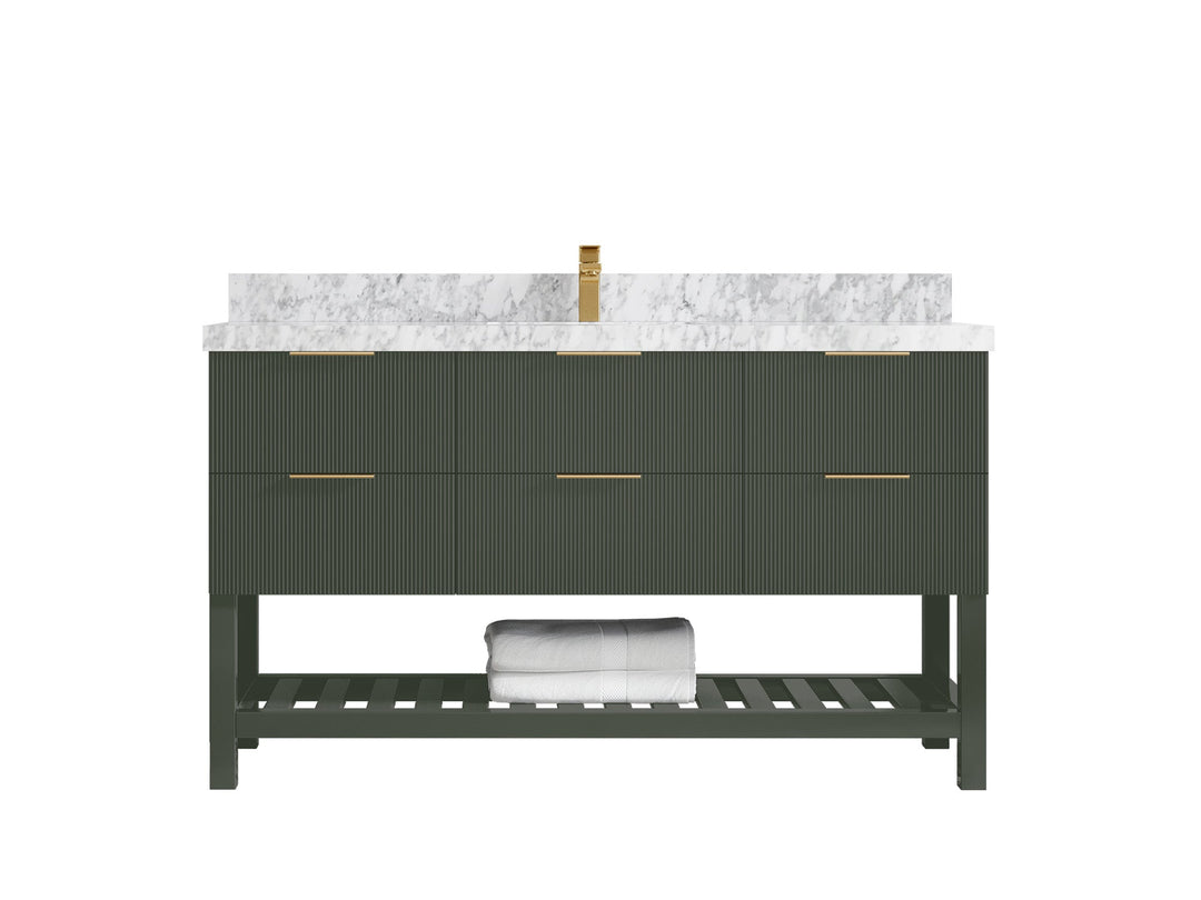 Catalina 60 in W x 22 in D Free Standing Reeded Single Sink Bathroom Vanity - Willow Bath and Vanity